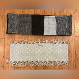 CASHMINK Fraas GRAY Soft Woven Fringe SCARF Germany Calvin Klein Infinity Black